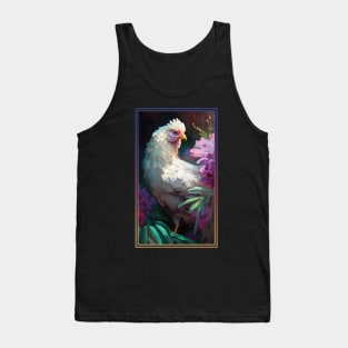 Chicken Vibrant Tropical Flower Tall Digital Oil Painting Portrait 2 Tank Top